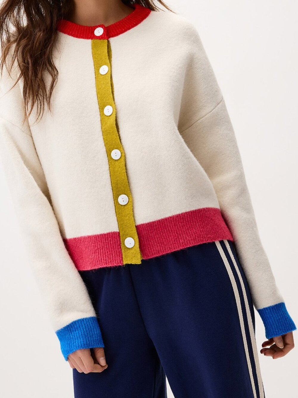 Colour Block Button Cardigan